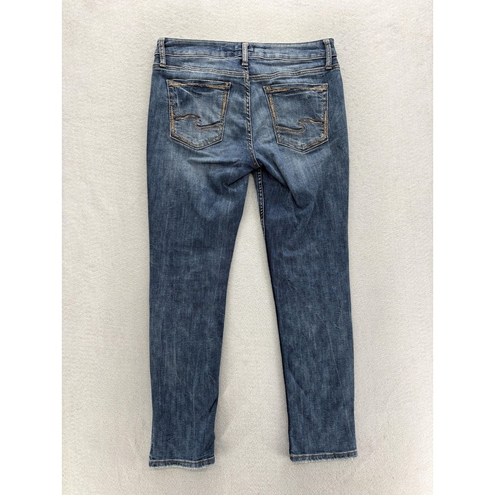 Silver Jeans Suki Slim Womens 30x27 Blue Mid Rise Distressed Stretch Denim Y2K - Picture 12 of 13